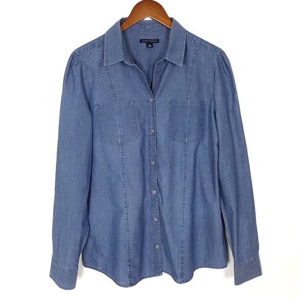 Banana Republic Tops - Banana Republic Chambray Denim Button Down Top 14